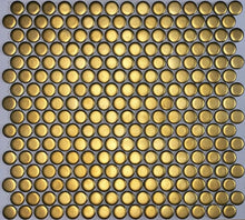 Load image into Gallery viewer, GOLD PLATED MATTE PENNY ROUND PORCELAIN MOSAIC
