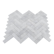 Load image into Gallery viewer, IMPERIAL WHITE MARBLE MEDIUM HERRINGBONE MOSAIC

