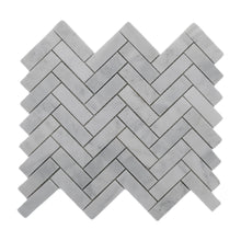 Load image into Gallery viewer, IMPERIAL WHITE MARBLE MEDIUM HERRINGBONE MOSAIC
