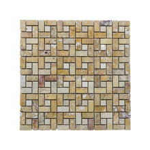 Load image into Gallery viewer, YELLOW TRAVERTINE TARGET TUMBLED MOSAIC
