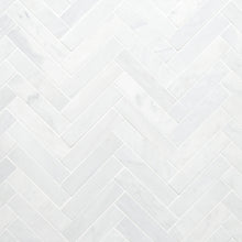 Load image into Gallery viewer, IMPERIAL WHITE MARBLE MEDIUM HERRINGBONE MOSAIC
